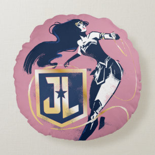 Justice League   Wonder Woman & JL Icon Pop Art Rond Kussen