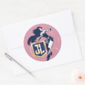 Justice League | Wonder Woman & JL Icon Pop Art Ronde Sticker (Envelop)