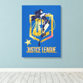 Justice League | Wonder Woman JL Logo Art Canvas Afdruk (Insitu (Houten vloer))