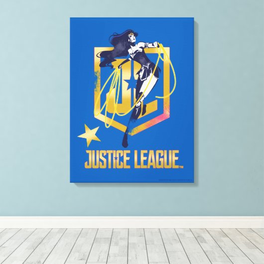 Justice League | Wonder Woman JL Logo Art Canvas Afdruk (Insitu (Houten vloer))