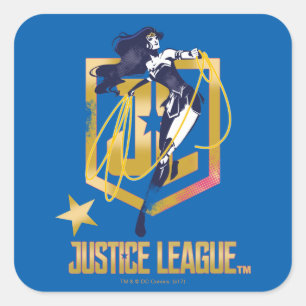 Justice League   Wonder Woman JL Logo Art Vierkante Sticker