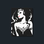 Justice League | Wonder Woman Noir Pop Art Canvas Afdruk<br><div class="desc">Bekijk deze zwarte en witte gestileerde tekening van de Wonder Woman van de Justice League. Deze noir geïnspireerde pop kunst heeft een rode vlek kleur voor haar lippenstift.</div>