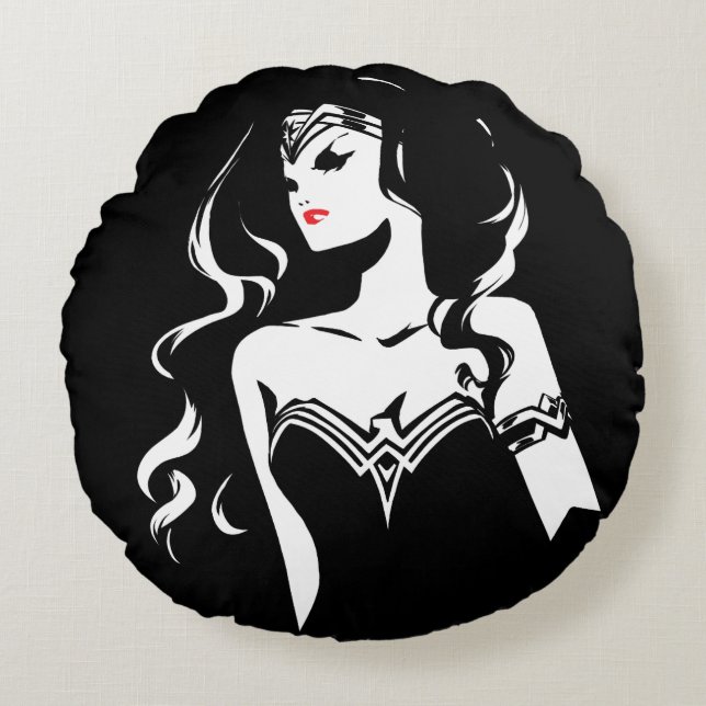Justice League | Wonder Woman Noir Pop Art Rond Kussen (Voorkant)