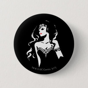 Justice League Wonder Woman Noir Pop Art Ronde Button 5,7 Cm