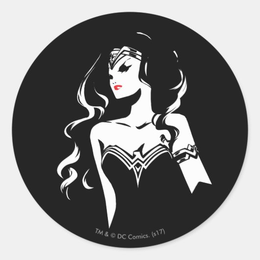 Justice League | Wonder Woman Noir Pop Art Ronde Sticker (Voorkant)