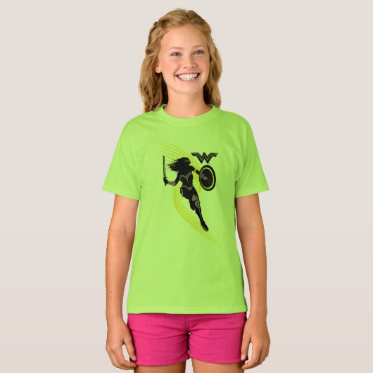 Justice League | Wonder Woman Silhouette Icoon T-shirt (Voorkant volledig)