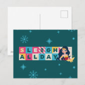 Justice League Wonder Woman "Sleigh All Day" Feestdagenkaart (Voorkant / Achterkant)
