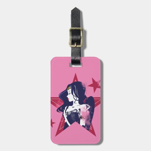 Justice League | Wonder Woman & Stars Pop Art Bagagelabel (Voorkant verticaal)