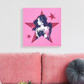 Justice League | Wonder Woman & Stars Pop Art Canvas Afdruk (Insitu (Woonkamer))