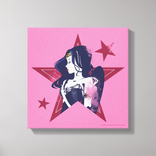 Justice League | Wonder Woman & Stars Pop Art Canvas Afdruk (Voorkant)