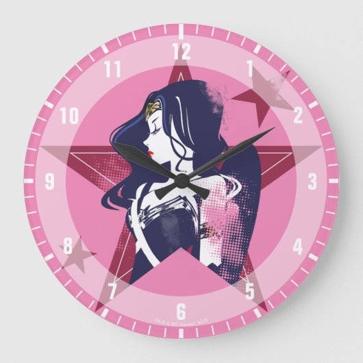 Justice League | Wonder Woman & Stars Pop Art Grote Klok (Voorkant)