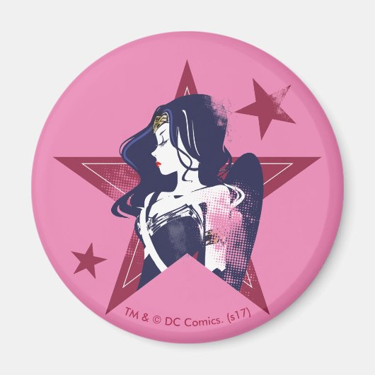 Justice League | Wonder Woman & Stars Pop Art Magneet (Voorkant)