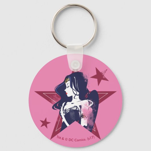 Justice League | Wonder Woman & Stars Pop Art Sleutelhanger (Voorkant)