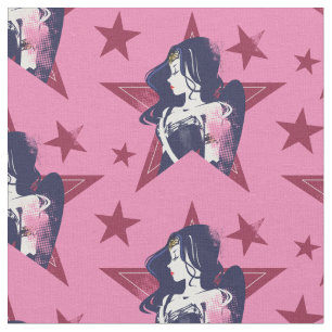 Justice League Wonder Woman & Stars Pop Art Stof