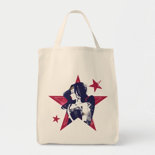 Justice League | Wonder Woman & Stars Pop Art Tote Bag (Voorkant)