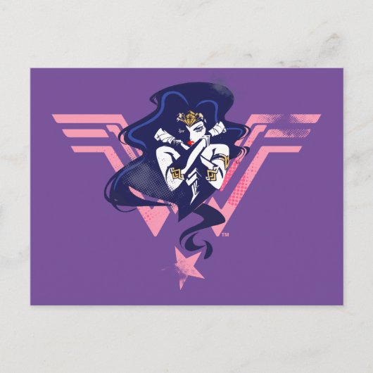 Justice League | Wonder Woman & Symbol Pop Art Briefkaart (Voorkant)