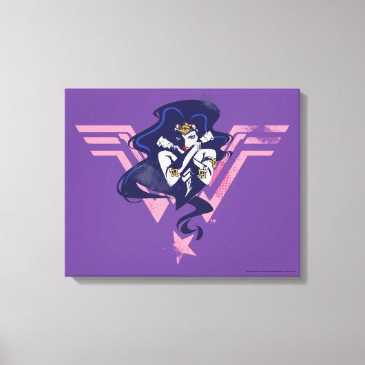 Justice League | Wonder Woman & Symbol Pop Art Canvas Afdruk (Voorkant)