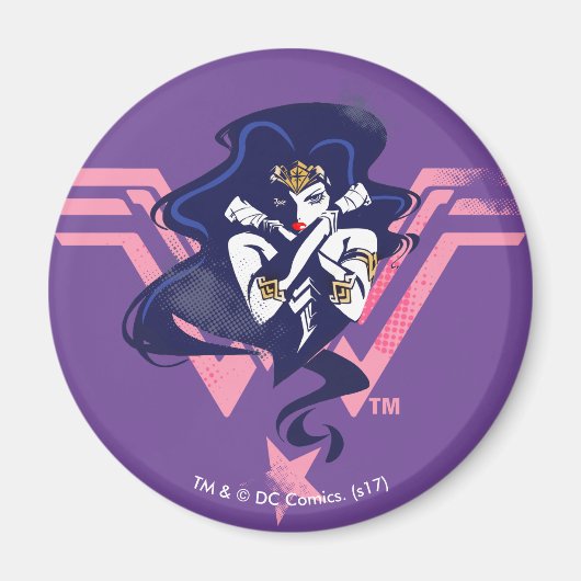 Justice League | Wonder Woman & Symbol Pop Art Magneet (Voorkant)