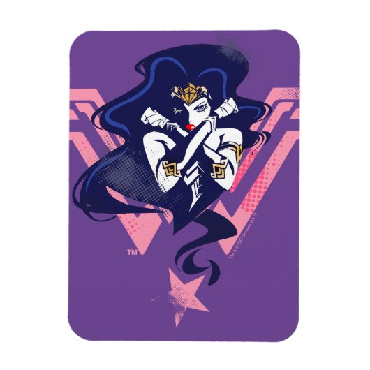 Justice League | Wonder Woman & Symbol Pop Art Magneet (Verticaal)