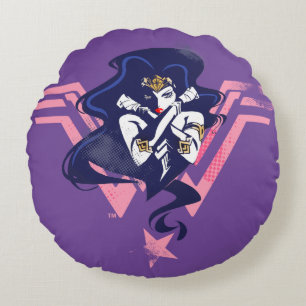 Justice League   Wonder Woman & Symbol Pop Art Rond Kussen