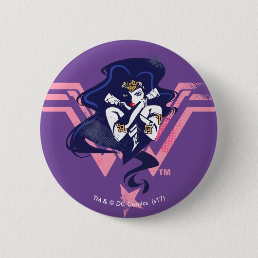 Justice League | Wonder Woman & Symbol Pop Art Ronde Button 5,7 Cm (Voorkant)