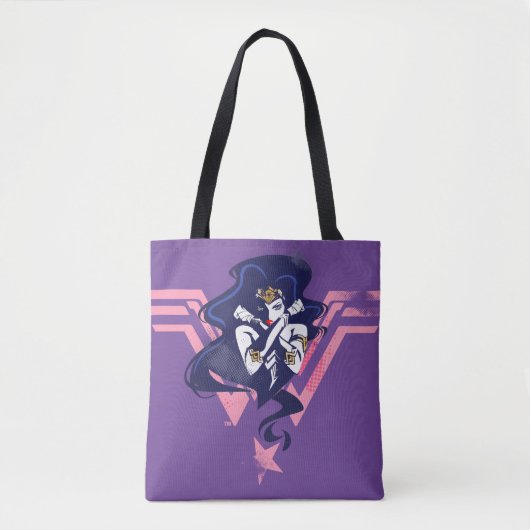 Justice League | Wonder Woman & Symbol Pop Art Tote Bag (Voorkant)