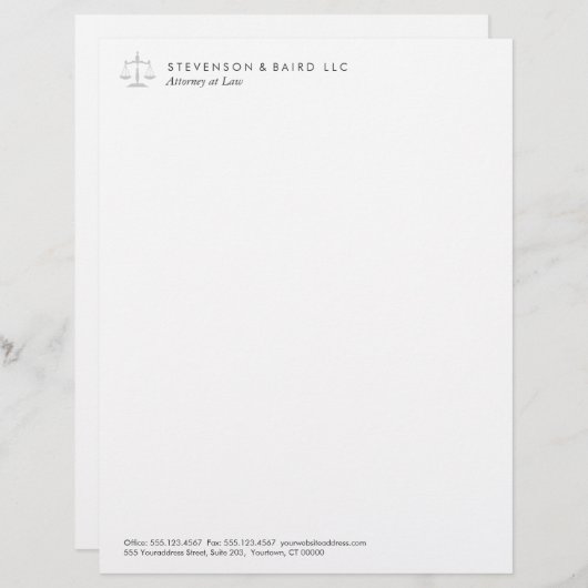 Justice Scale Attorney Letterhead Persoonlijk Briefhoofd (Voorkant / Achterkant)