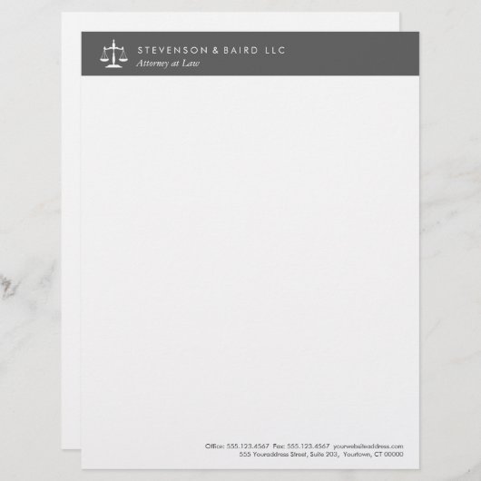 Justice Scale Attorney Letterhead Persoonlijk Briefhoofd (Voorkant / Achterkant)