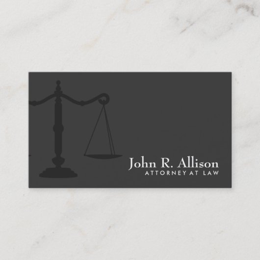 Justice Scale Attorney Simple Black Visitekaartje (Voorkant)