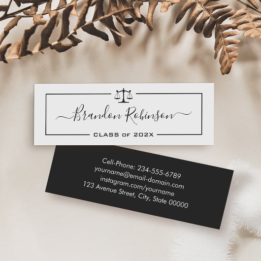 Justice Scale Logo Law School Afstuderen Afstudere Mini Visitekaartje