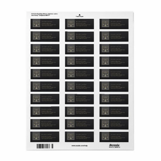 Justice Scale Return Address Labels (Full Sheet)
