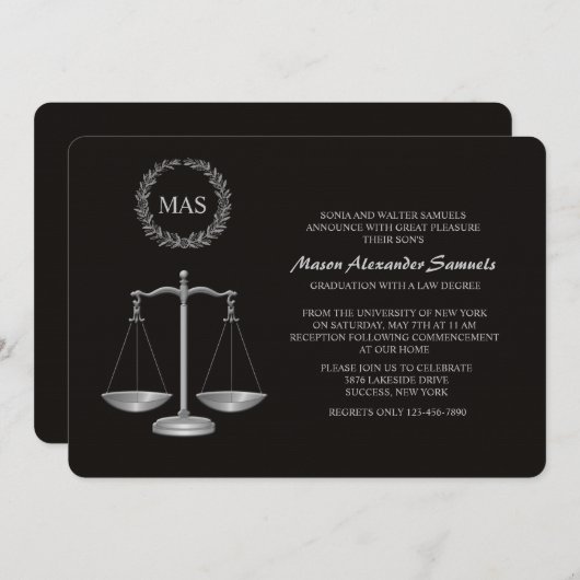 Justice Scale & Wreatlaw School Afstuderen IV Kaart (Voorkant / Achterkant)