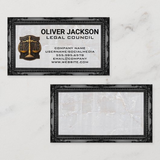 Justice Scales | Antiek Lijst | wettelijk Visitekaartje (Voorkant / Achterkant)