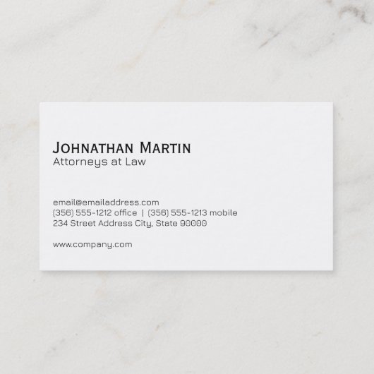 Justice Scales | Marmeren achtergrond | wettelijk Visitekaartje (Achterkant)