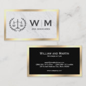 Justice Scales Monogram Marble Gold Border Visitekaartje (Voorkant / Achterkant)