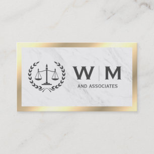 Justice Scales Monogram Marble Gold Border Visitekaartje