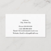 Justice Scales on Books -- Attorney Visitekaartje (Achterkant)