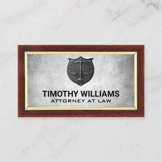 Justice Scales | Wet gegraveerde plaque Logo Visitekaartje (Voorkant)