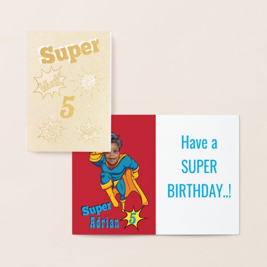 Justice Superheld Photo Template Birthday 2 Uitnod Folie Kaarten (Display)