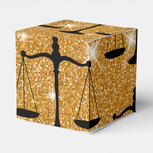 Justice Symbol Balanced Scales Golden Glitter Bedankdoosjes (Achterkant)