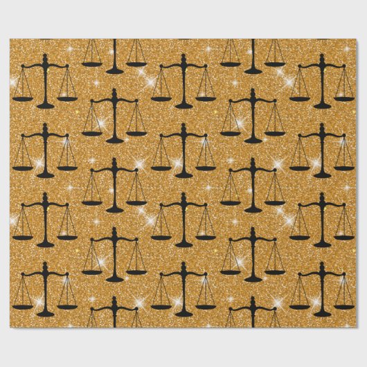 Justice Symbol Balanced Scales Golden Glitter Cadeaupapier (Vlak)