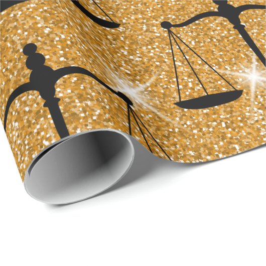 Justice Symbol Balanced Scales Golden Glitter Cadeaupapier (Rol Hoek)