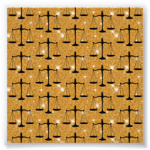 Justice Symbol Balanced Scales Golden Glitter Foto Afdruk