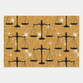 Justice Symbol Balanced Scales Golden Glitter Inpakpapier Vel (Voorkant 3)