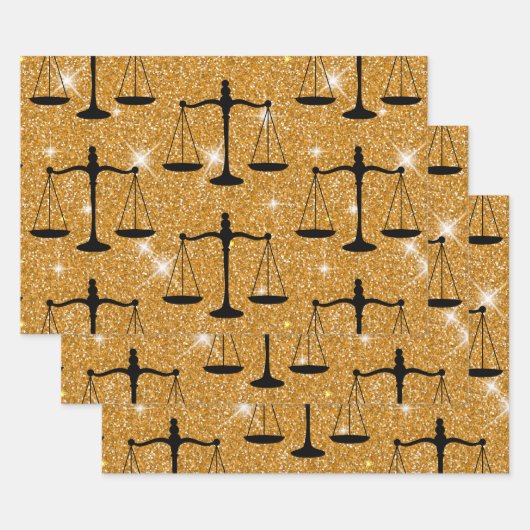 Justice Symbol Balanced Scales Golden Glitter Inpakpapier Vel (Set)