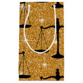 Justice Symbol Balanced Scales Golden Glitter Klein Cadeauzakje (Voorkant)