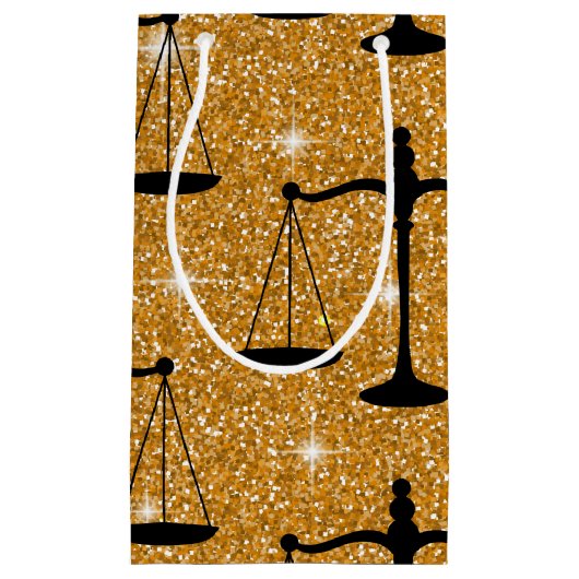 Justice Symbol Balanced Scales Golden Glitter Klein Cadeauzakje (Voorkant)