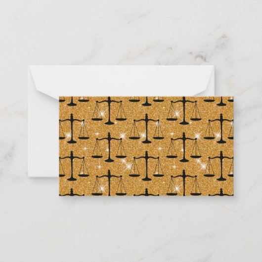 Justice Symbol Balanced Scales Golden Glitter Notitiekaartje (Voorkant)