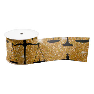 Justice Symbol Balanced Scales Golden Glitter Satijnen Lint