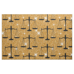 Justice Symbol Balanced Scales Golden Glitter Stof